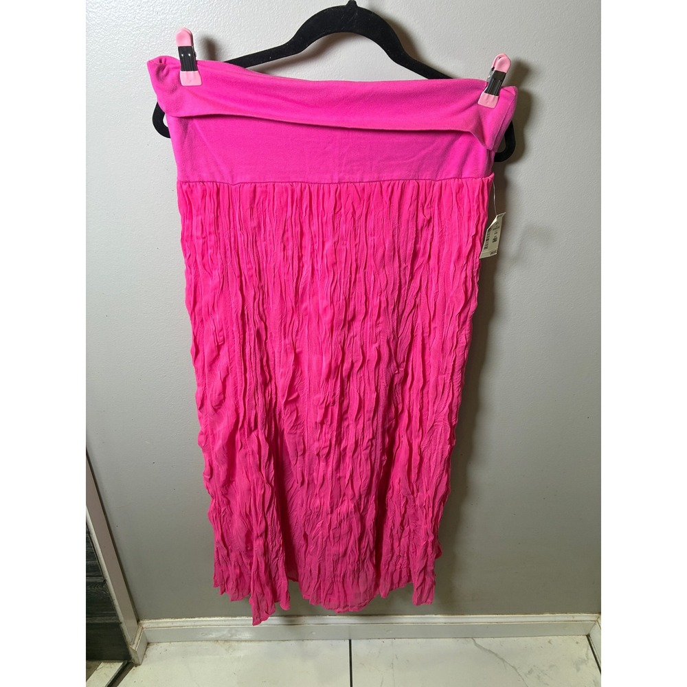 Aeropostale Womens Hot Pink Crinkle Maxi Skirt Foldover Waist XL NWT